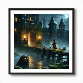 Castle In The Night Art Print