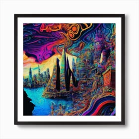 Psychedelic City 1 Art Print