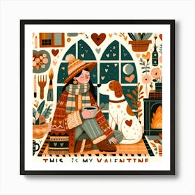 This Is My Valentine - winter, home, and dog Art Print