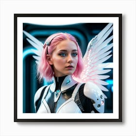 Futuristic Girl With Wings 13 Art Print