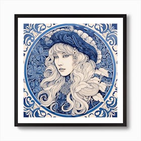 Stevie Nicks Delft Tile Illustration 4 Art Print