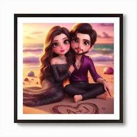 Couple On The Beach 1 Art Print