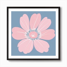 A White And Pink Flower In Minimalist Style Square Composition 626 Art Print