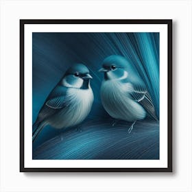 Firefly A Modern Illustration Of 2 Beautiful Sparrows Together In Neutral Colors Of Taupe, Gray, Tan (100) Art Print