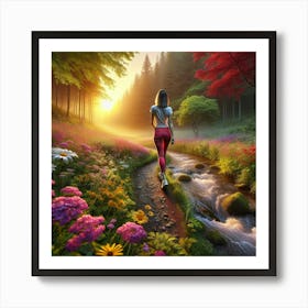 Walking Beside The Wild Flowers Art Print