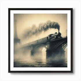 Train On The Bridge Art Print