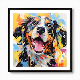 Abstract Colorful Happy Puppy Dog Art Print