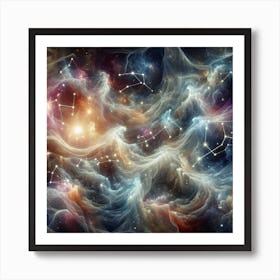 Constellations In Space, Stargazer's Dreams: Constellations Reimagined in Woven Light Art Print