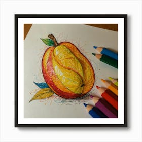 Peach Drawing Art Print