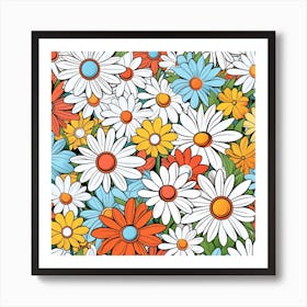 Daisy Seamless Pattern Art Print