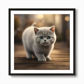 A Cute British Shorthair Kitty, Pixar Style, Watercolor Illustration Style 8k, Png (1) Art Print