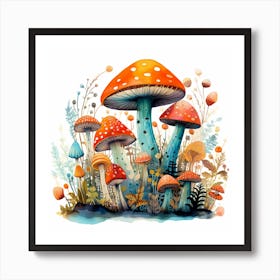 Watercolor Mushroom Painting 2 Affiche