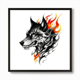 Wolf Tattoo 3 Art Print