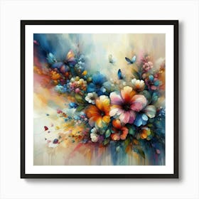 Flowers oil painting abstract painting art Art Print