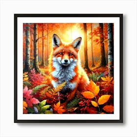 Fox In The Forest Art Print