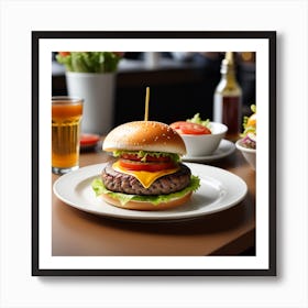 Hamburger In A Restaurant 5 Art Print