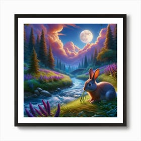 Rabbit Eating Grass Art Print