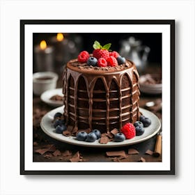 Chocolate Cake With Berries 2 Art Print