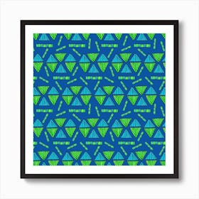 Tribal Triangles Shapes Turquoise Lime Art Print
