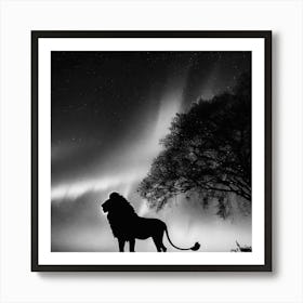 Silhouette Of A Lion 1 Art Print