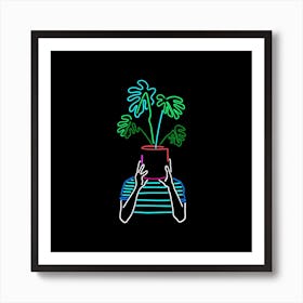 Mood Plants 2 Square Line Art Print