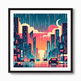 Night City Skyline Art Print