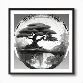 Bonsai Tree In Glass Ball Art Print