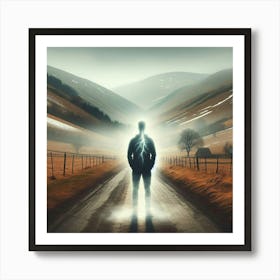 Man Standing On A Road 4 Art Print