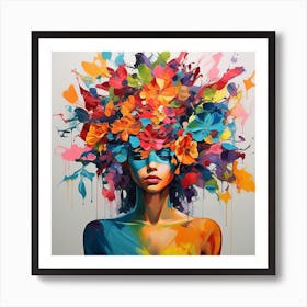 Colorful floral Woman Art Print