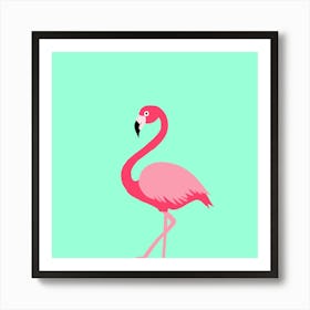 Pink Flamingo On Sky Blue Art Print