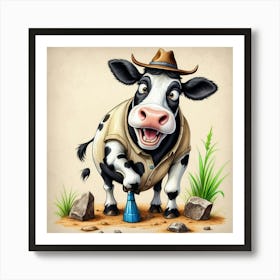 Cartoon Cow 16 Art Print