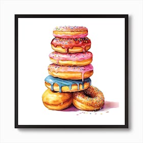 Stack Of Rainbow Donuts 1 Art Print
