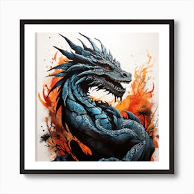 Dragon On Fire Canvas Print Art Print