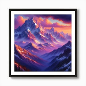 Sunset Mountain Range Art Print