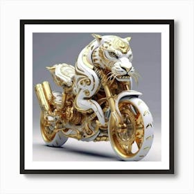 Gold Tiger Motorcycle Art Print