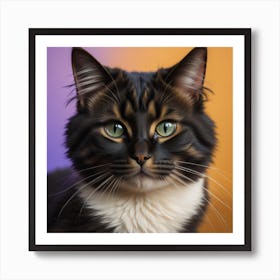 Tabby Cat Print Pop Of Color Art Print