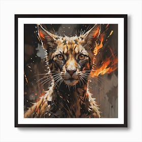 Lynx in fire Art Print