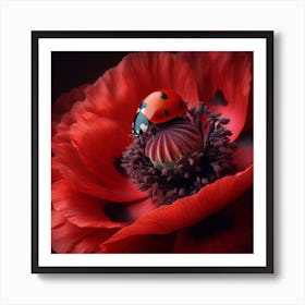 Red Poppy and Ladybird  Art Print