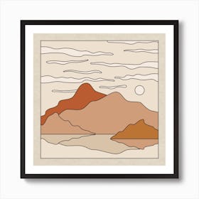 Mountain Peak Reflection Square Art Print