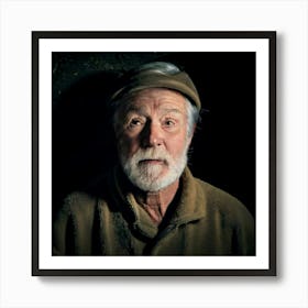 Firefly Portrait, Male, Old Miner, Coal Shaft, Dirty Face, Dark, Night, Rugged, Weathered, Expressiv (1) Art Print