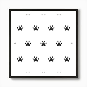 Black And White Paw Print Pattern Art Print