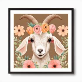 Floral Baby Goat Nursery Illustration (13) Art Print