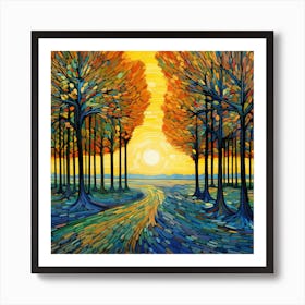 Sunset In The Forest 2 Art Print