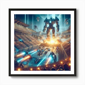 Stadium Full Of Robots Art Print