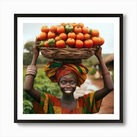 African Woman With Basket Of Tomatoes Art Print