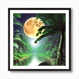 Full Moon In The Jungle 36 Art Print