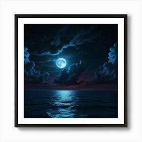 Default Neon Light Art In The Dark Of Night Moonlit Seas Cloud 1 (1) Art Print