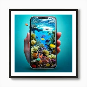 Firefly Vibrant Aquatic Smartphone Morphing Into Marine Life 1293 (2) Art Print