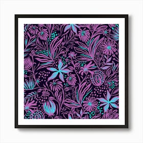 Stamping Pattern Leaves Drawing 1 Art Print