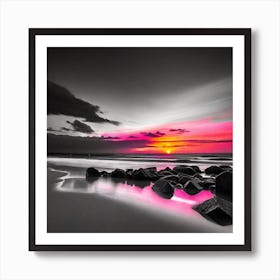 Sunset On The Beach Art Print